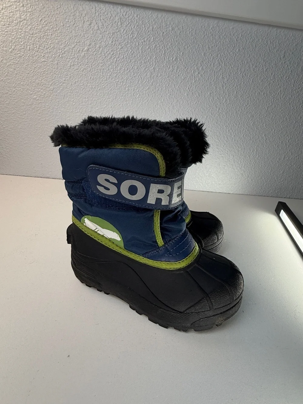 Sorel Kids Winter Snow Boots Blue Black Lime Green Size 11